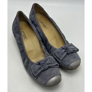 Paul Green Wedge Heel Womens 8.5 Gray Leather Office Pointed Toe Pumps UK 5.5